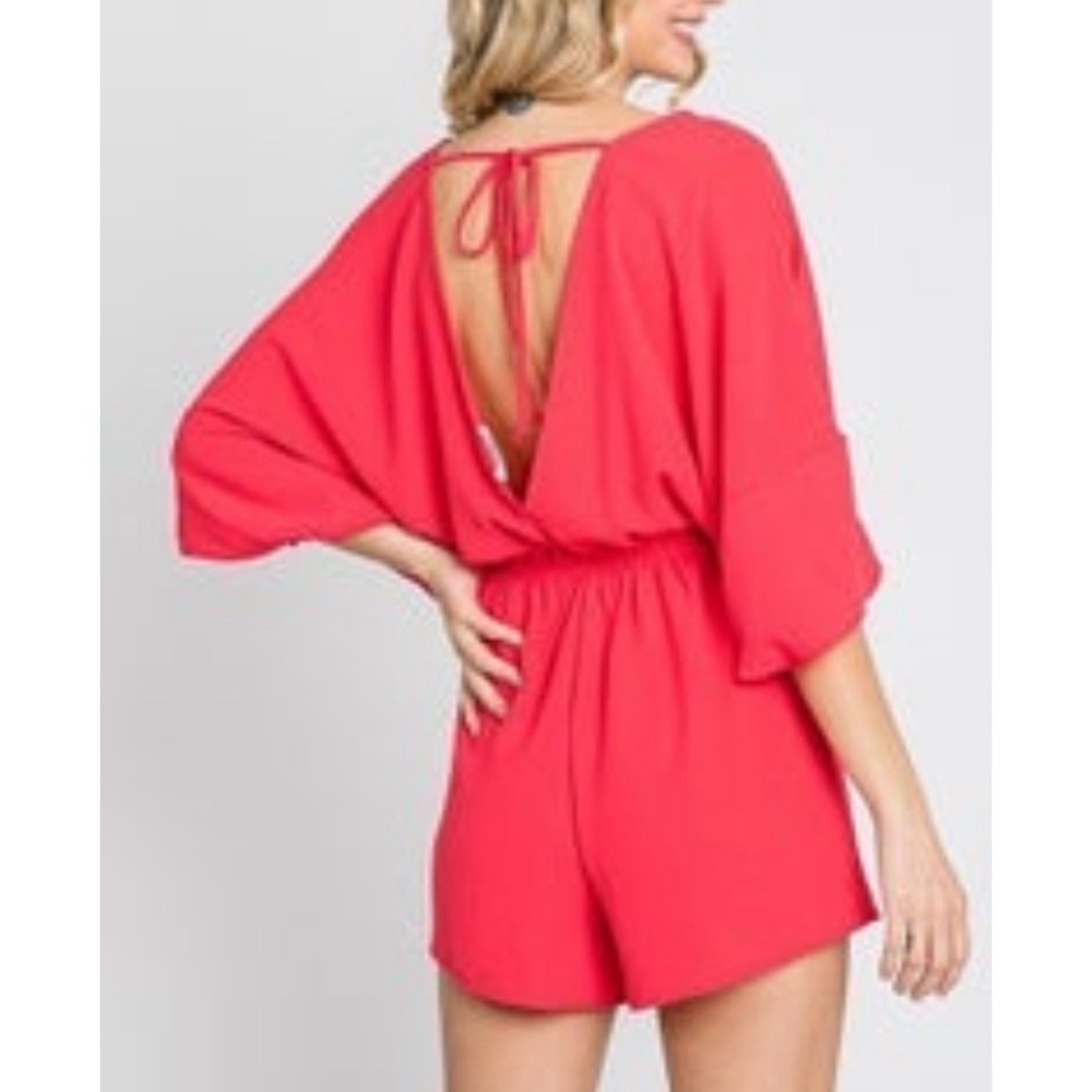 GeeGee You've Got The Look Romper in Coral Pink
